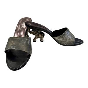 Vintage Ramon Tenza metallic  elephant heel mules new never worn 7.5